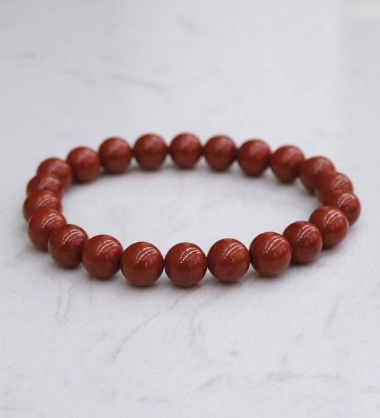 Red Jasper Bead Bracelet - Protection , Grounding & Nurturing